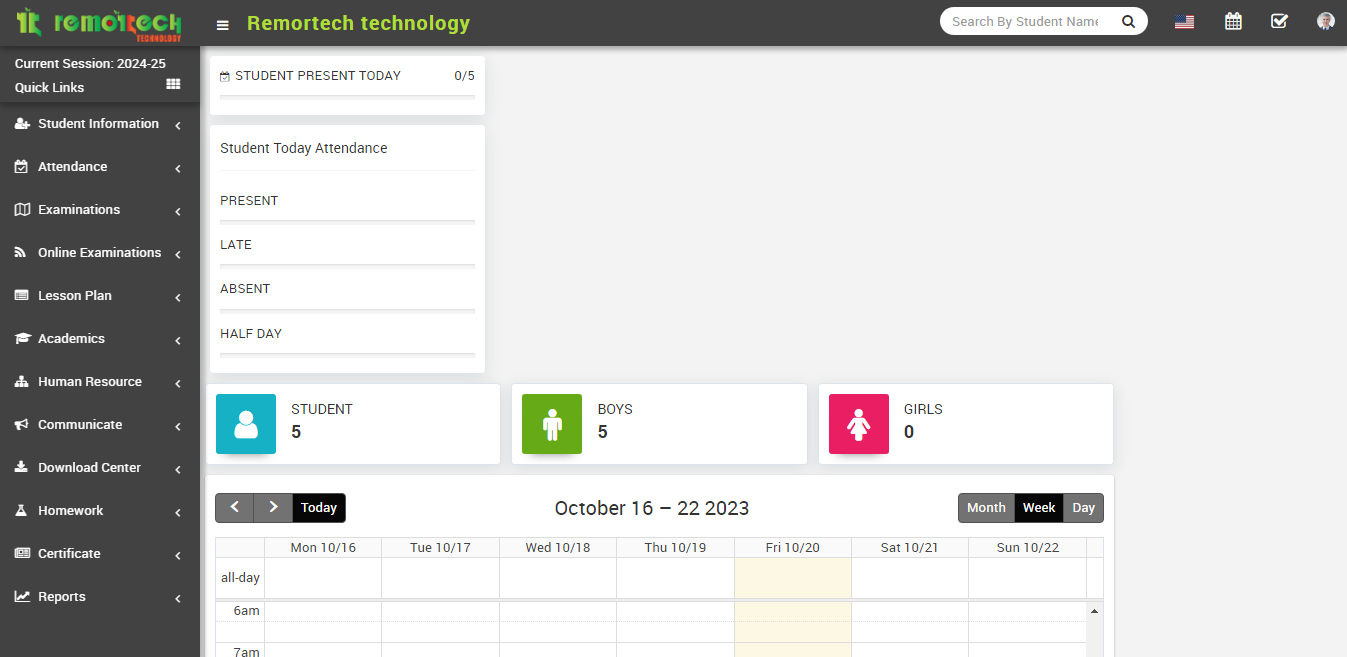 Teacher dashboard